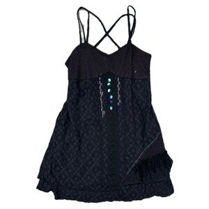 Boho goth grunge hippie black patchwork dress